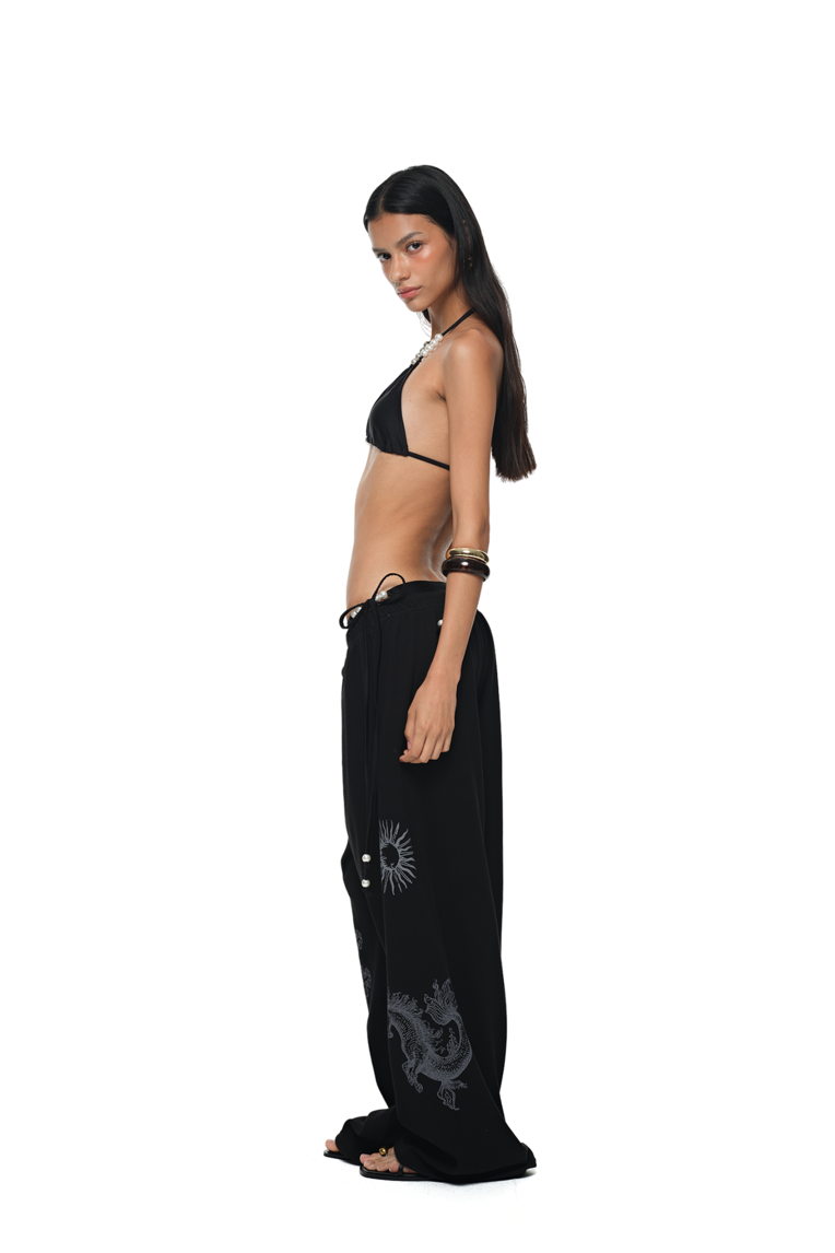 TAROT 02 WAFFLE PANTS (BLACK) - toomuchtax