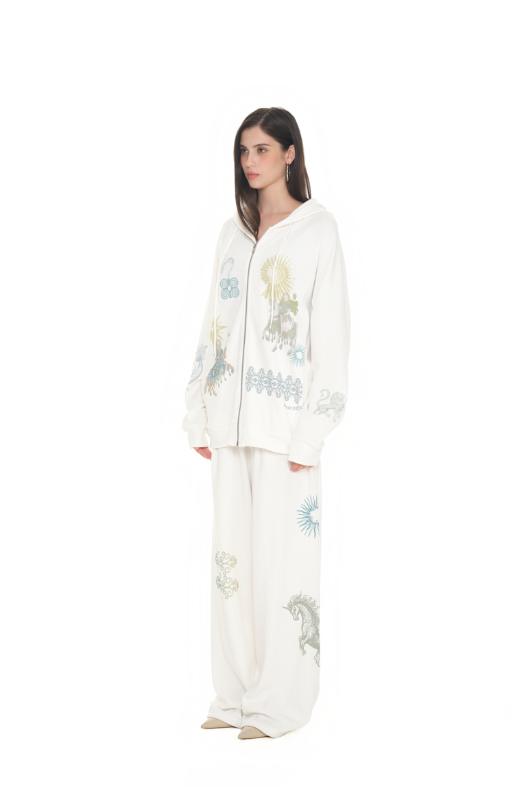 Tarot 02 Waffle Zip-Up Hoodie White | toomuchtax 투머치택스