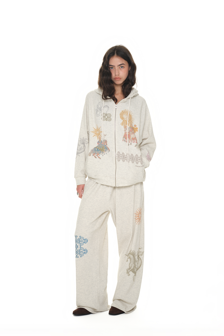 Tarot Waffle Zip-Up Hoodie Ivory | toomuchtax 투머치택스