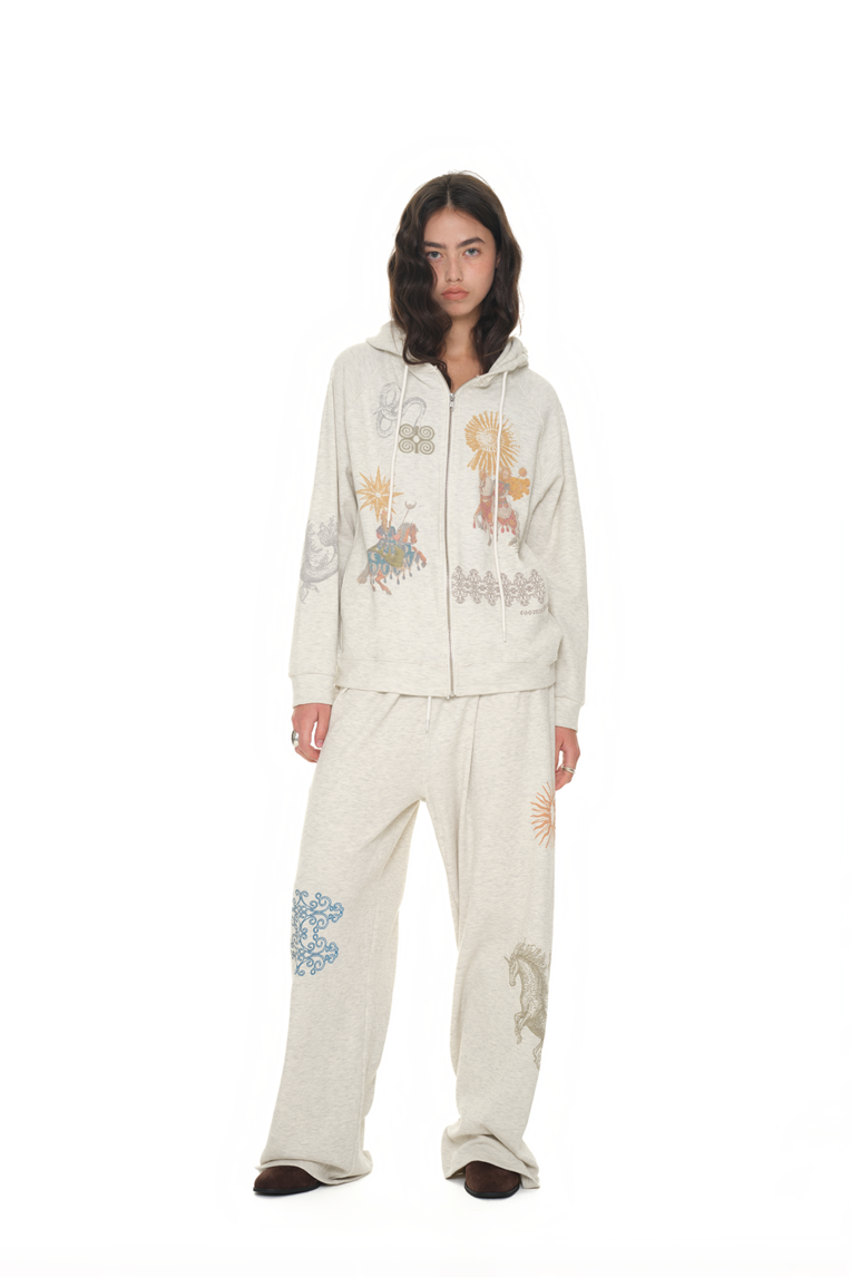 Tarot Waffle Zip-Up Hoodie Ivory | toomuchtax 투머치택스