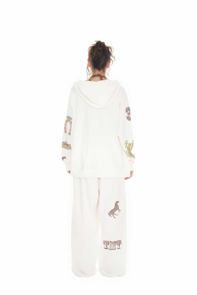 Western Waffle Zip-Up Hoodie White | toomuchtax 투머치택스