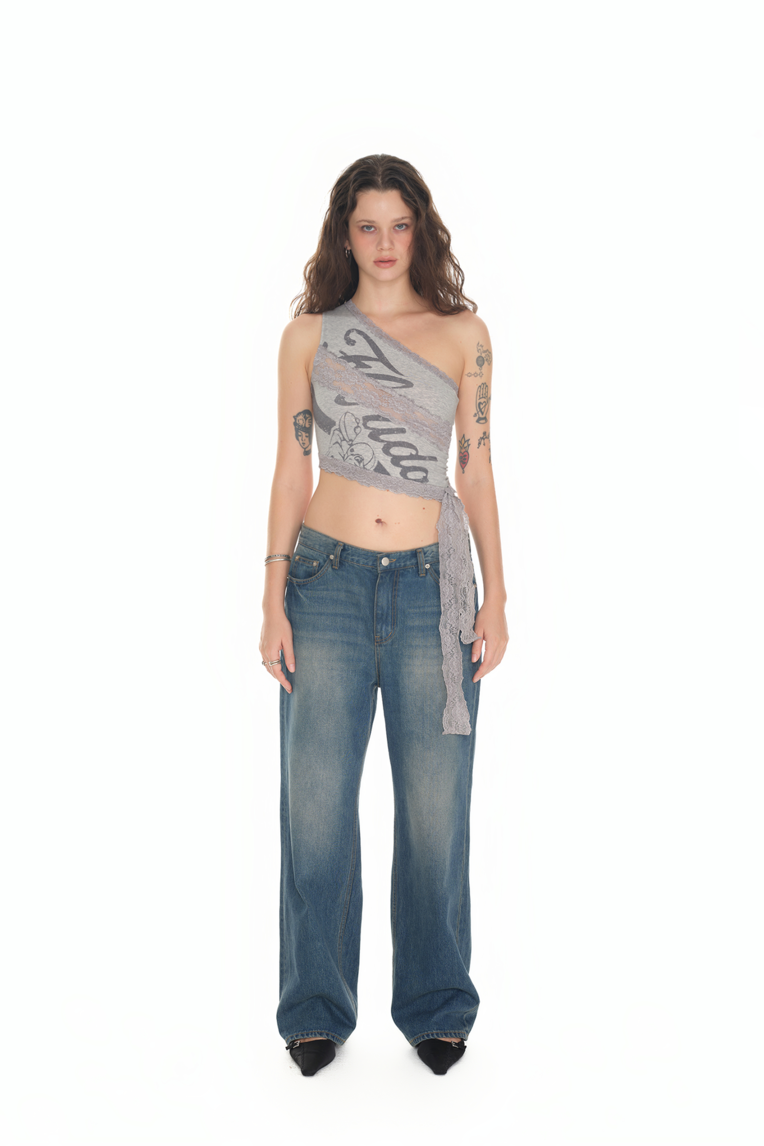 LOW RISE STRAIGHT-FIT JEANS (VINTAGE BLUE) - TOOMUCHTAX