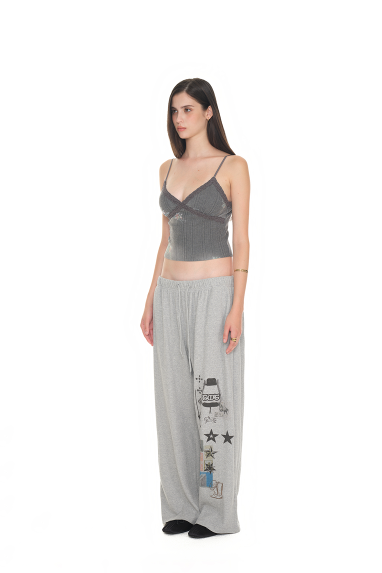 PRINTED WAFFLE PANTS (GREY) | toomuchtax