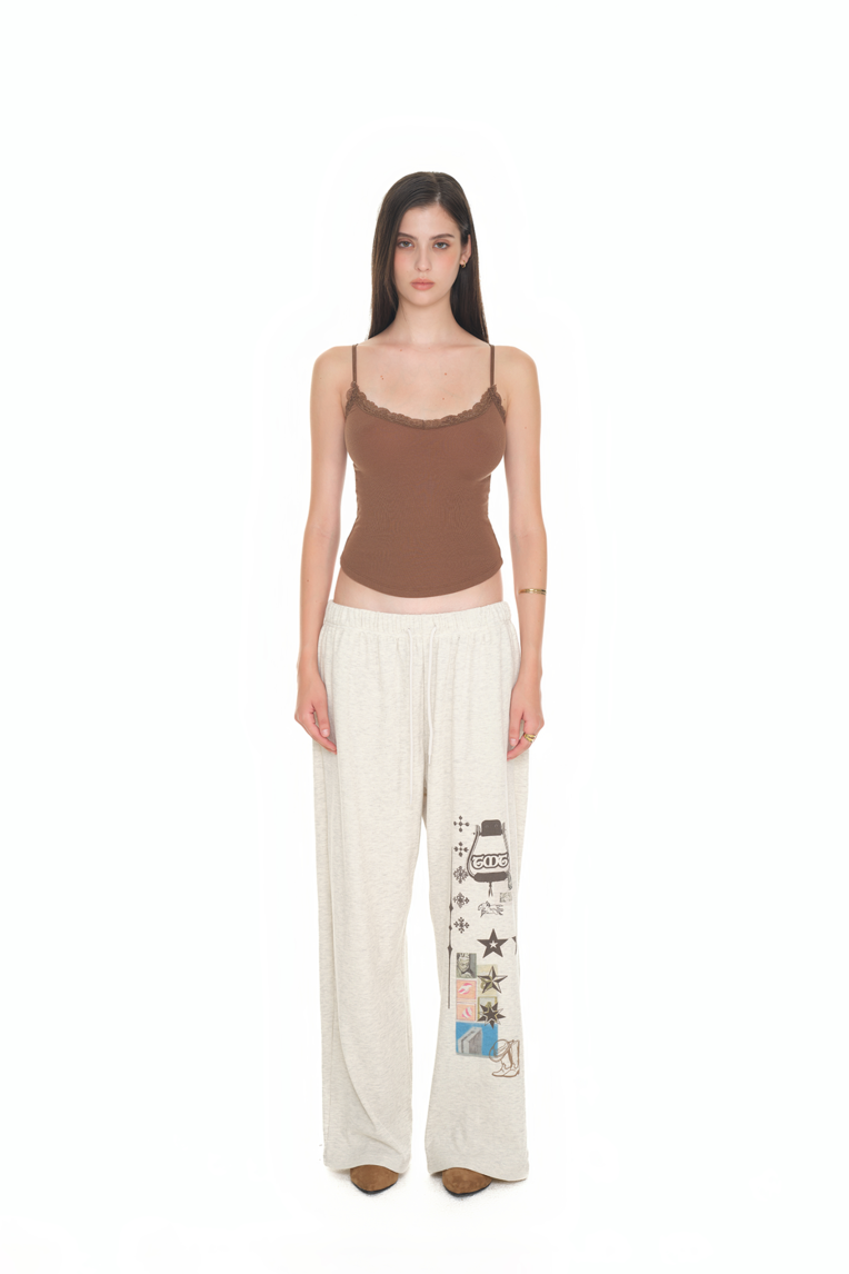 パンツ TOOMUCHTAX PRINTED WAFFLE PANTS (IVORY) PRINTED WAFFLE PANTS (IVORY) - toomuchtax