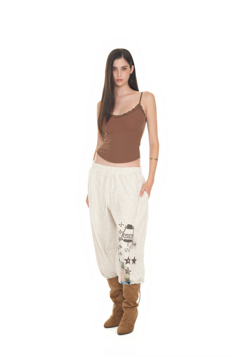 パンツ TOOMUCHTAX PRINTED WAFFLE PANTS (IVORY) PRINTED WAFFLE PANTS (IVORY) - toomuchtax