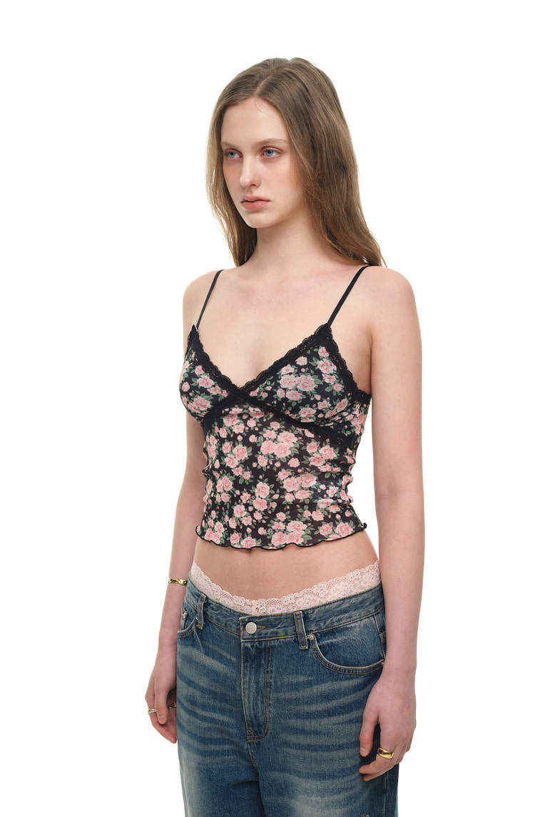即発TOOMUCHTAX FLORAL 02 LACE CAMI TOP Floral 02 Lace Cami Top Black | toomuchtax 투머치택스