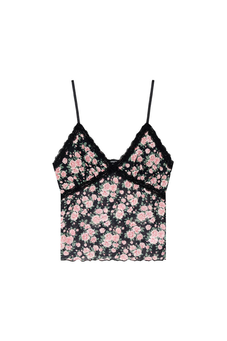 即発TOOMUCHTAX FLORAL 02 LACE CAMI TOP Floral 02 Lace Cami Top Black | toomuchtax 투머치택스
