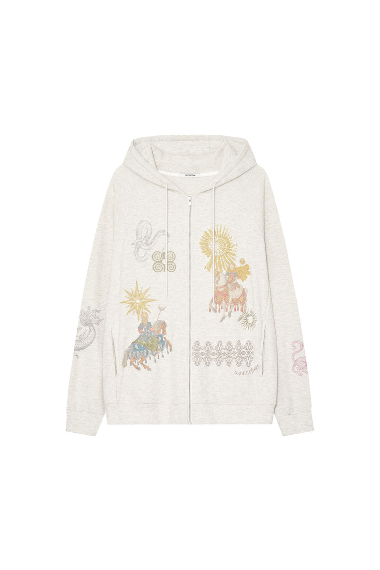 Tarot Waffle Zip-Up Hoodie Ivory | toomuchtax 투머치택스
