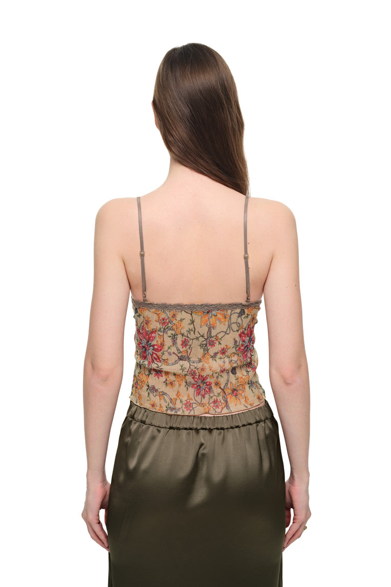 METALLIC FLORAL 03 LACE CAMI TOP (YELLOW)