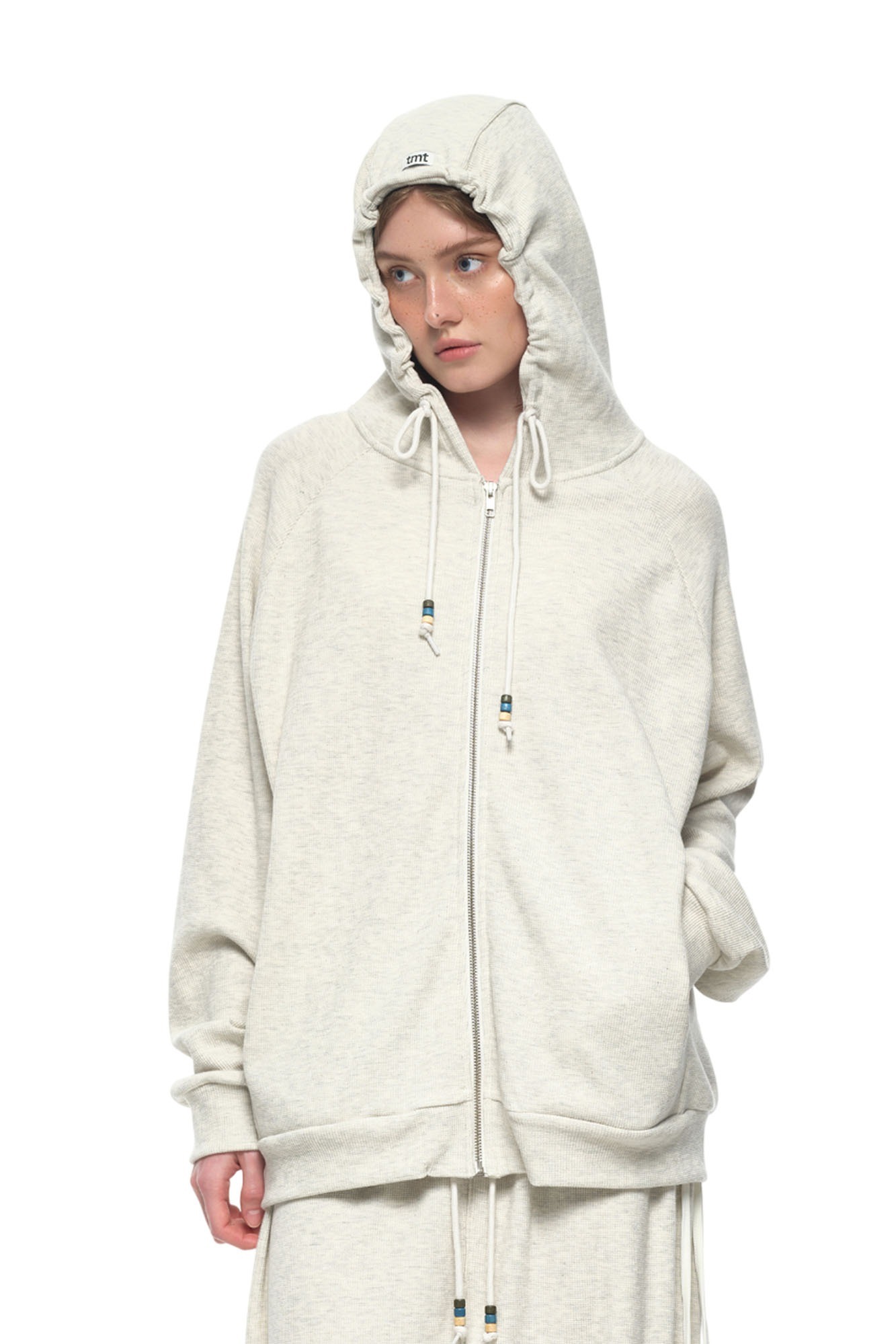 【韓国 toomuchtax】PRINTED WAFFLE ZIP-UP HOODIE toomuchtax Printed Waffle Zip-up hoodie
