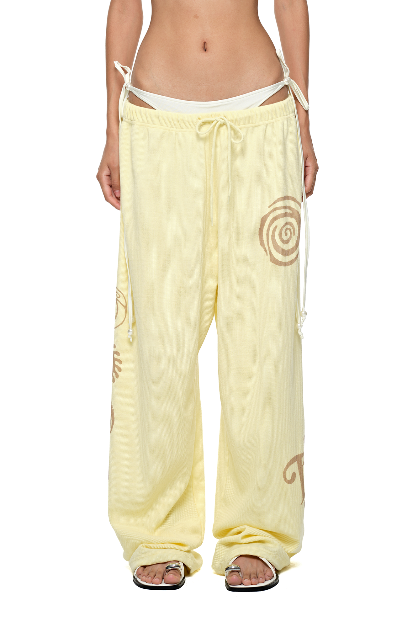 【韓国toomuchtax トゥーマッチタックス】PRINTED WAFFLE PANTS PRINTED WAFFLE PANTS (GREY) - toomuchtax