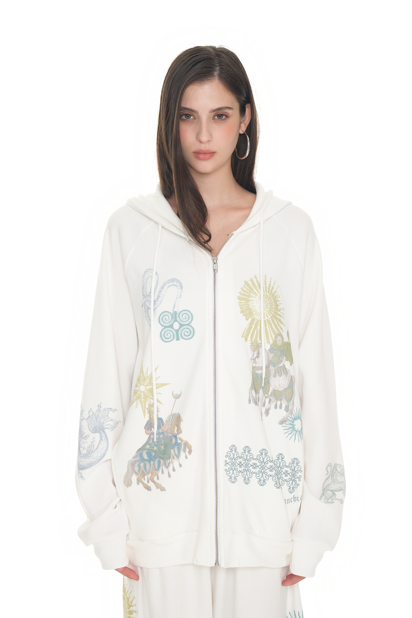 TOOMUCHTAX PRINTED WAFFLE パーカー TOOMUCHTAX】PRINTED WAFFLE ZIP-UP HOODIE (TOOMUCHTAX