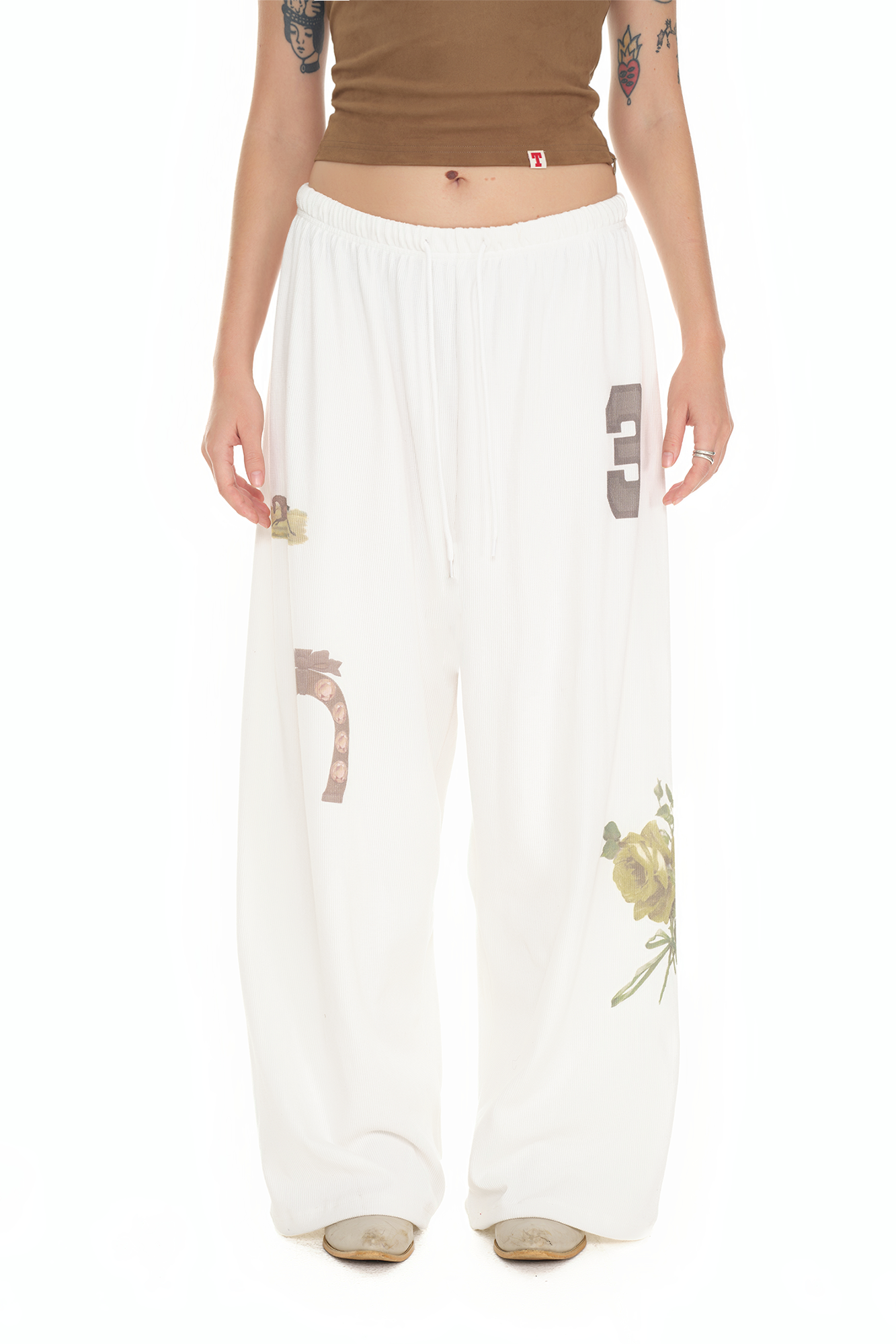 パンツ TOOMUCHTAX PRINTED WAFFLE PANTS (IVORY) PRINTED WAFFLE PANTS (IVORY) - toomuchtax