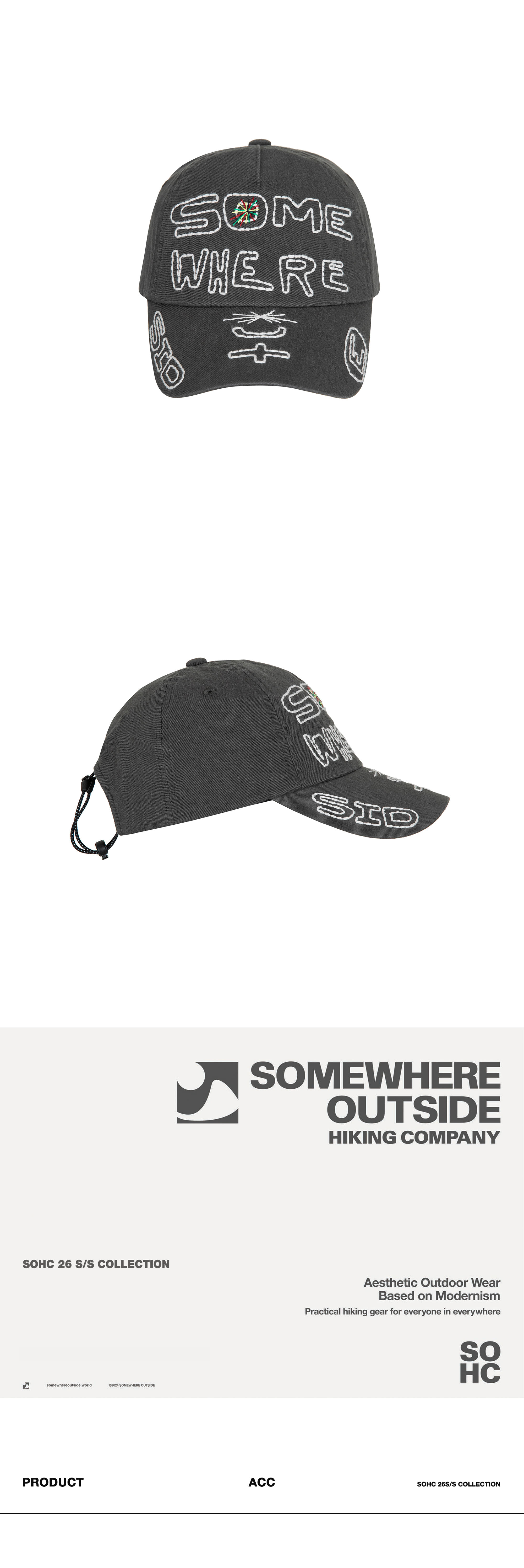 SOHC Lettering Embroidery Cap_12VSC901 CHARCOAL - SOHC
