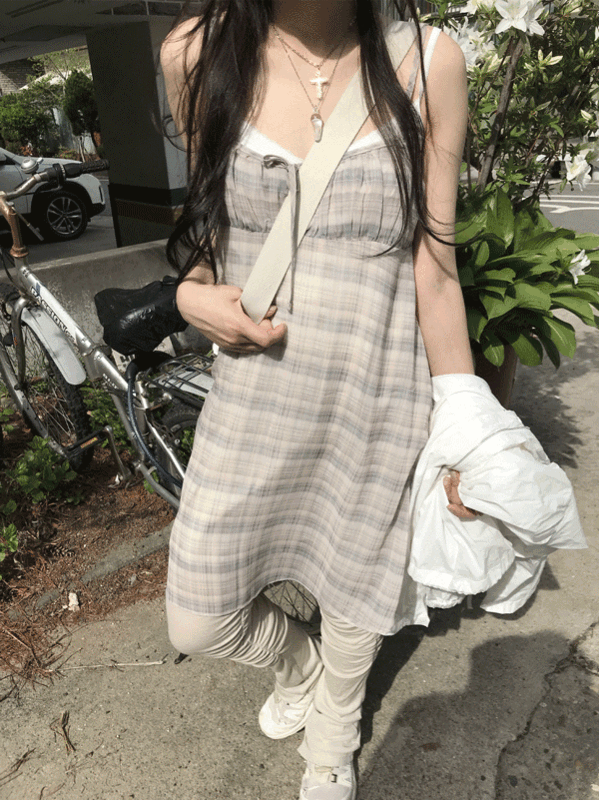 hippiedippy☆peony check ops peony check ops (3color) - hippiedippy 히피디피