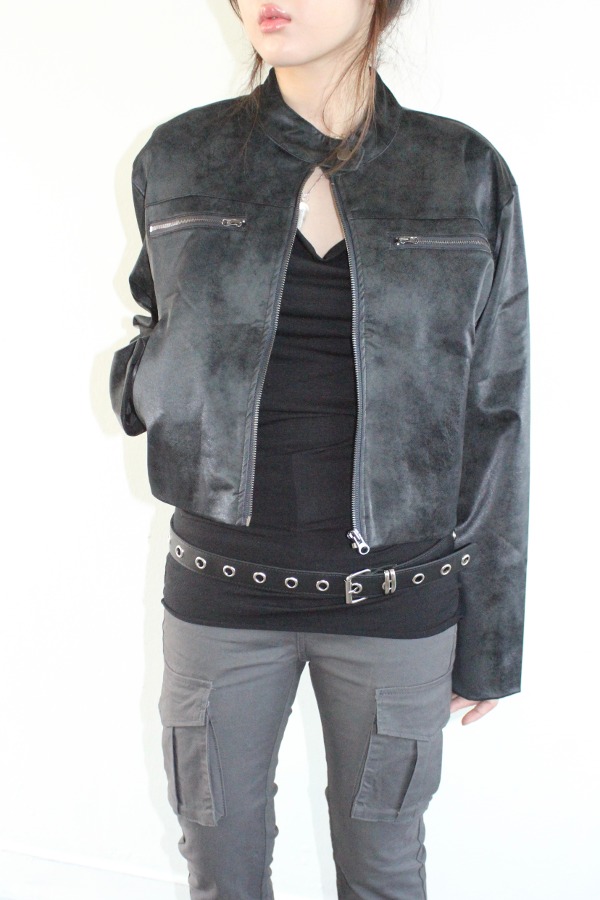 hippiedippy☆net collar zip-up (2color) Outer - Jacket - hippiedippy 히피디피