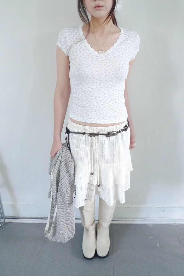 【hippiedippy】miyu skirt BOHO SKIRT for WOMEN Short High Waisted Ruffle Mini Skirts
