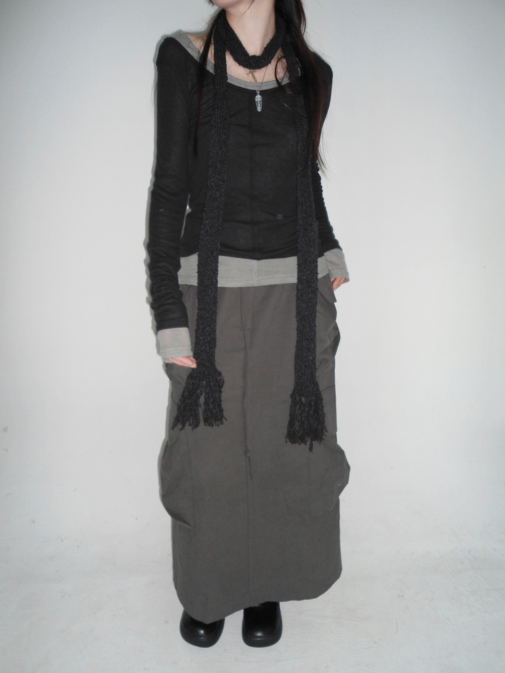 fringe knit muffler (5color) - hippiedippy 히피디피