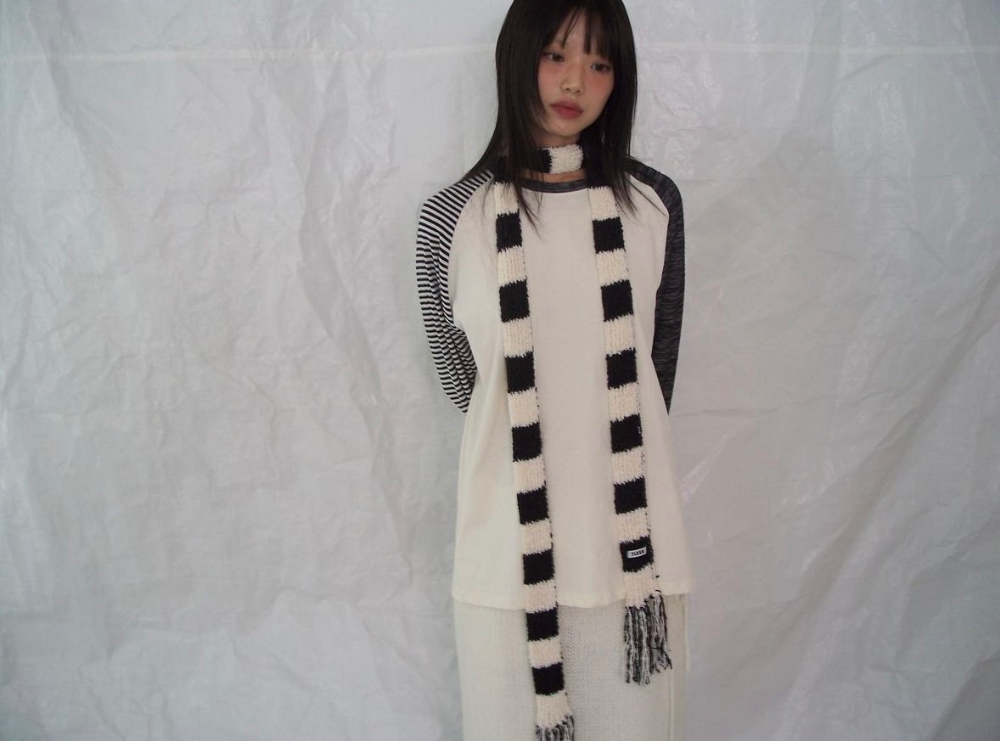 fringe knit muffler (5color) - hippiedippy 히피디피