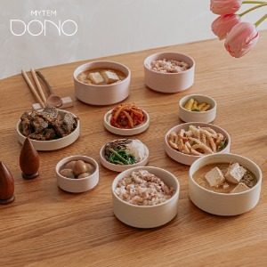 [마이템] 도노 도자기 그릇 식기 세트 2인구성 (베이비 핑크&amp;크림 바닐라)(14P)