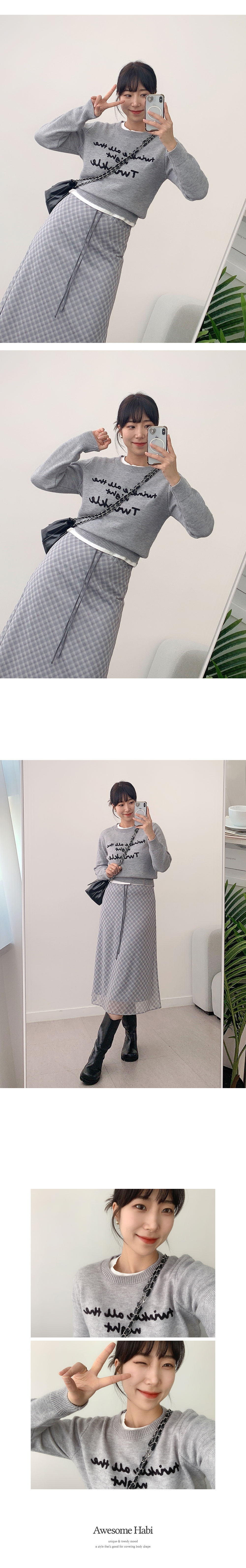 꼬모 밴딩 쉬폰 체크 롱 스커트 A0377 상세 이미지 12