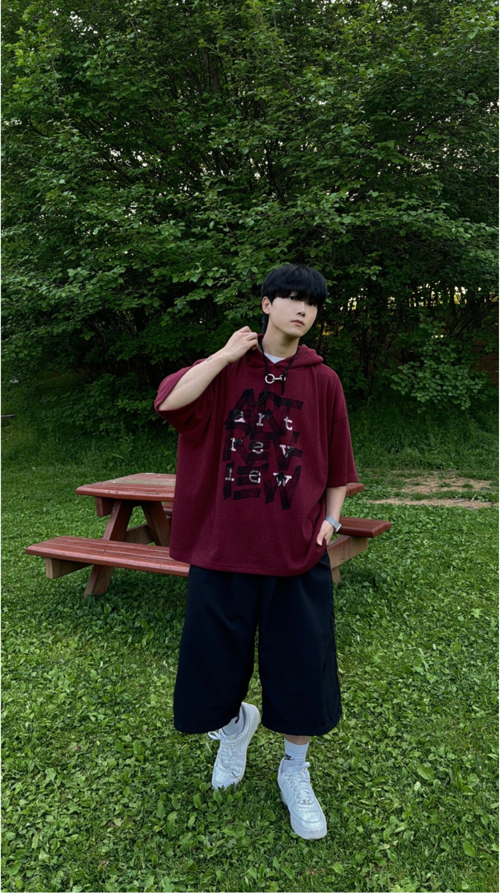 반팔 티셔츠 모델 착용 이미지-S26L23