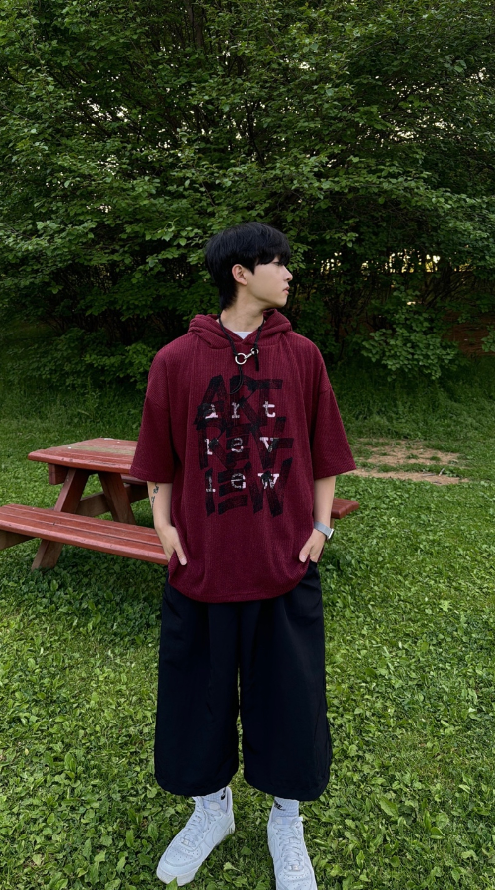 반팔 티셔츠 모델 착용 이미지-S51L75