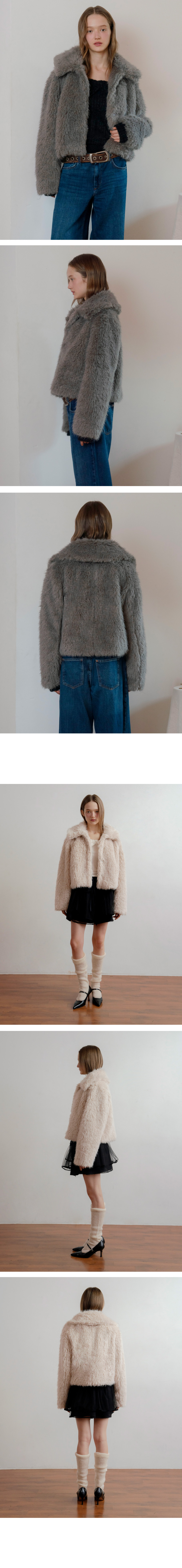 MUSINSA | LETTERA Fake Fur Long Hair Jacket_Grey MUSINSA | LETTERA Fake Fur Long Hair Jacket_Grey