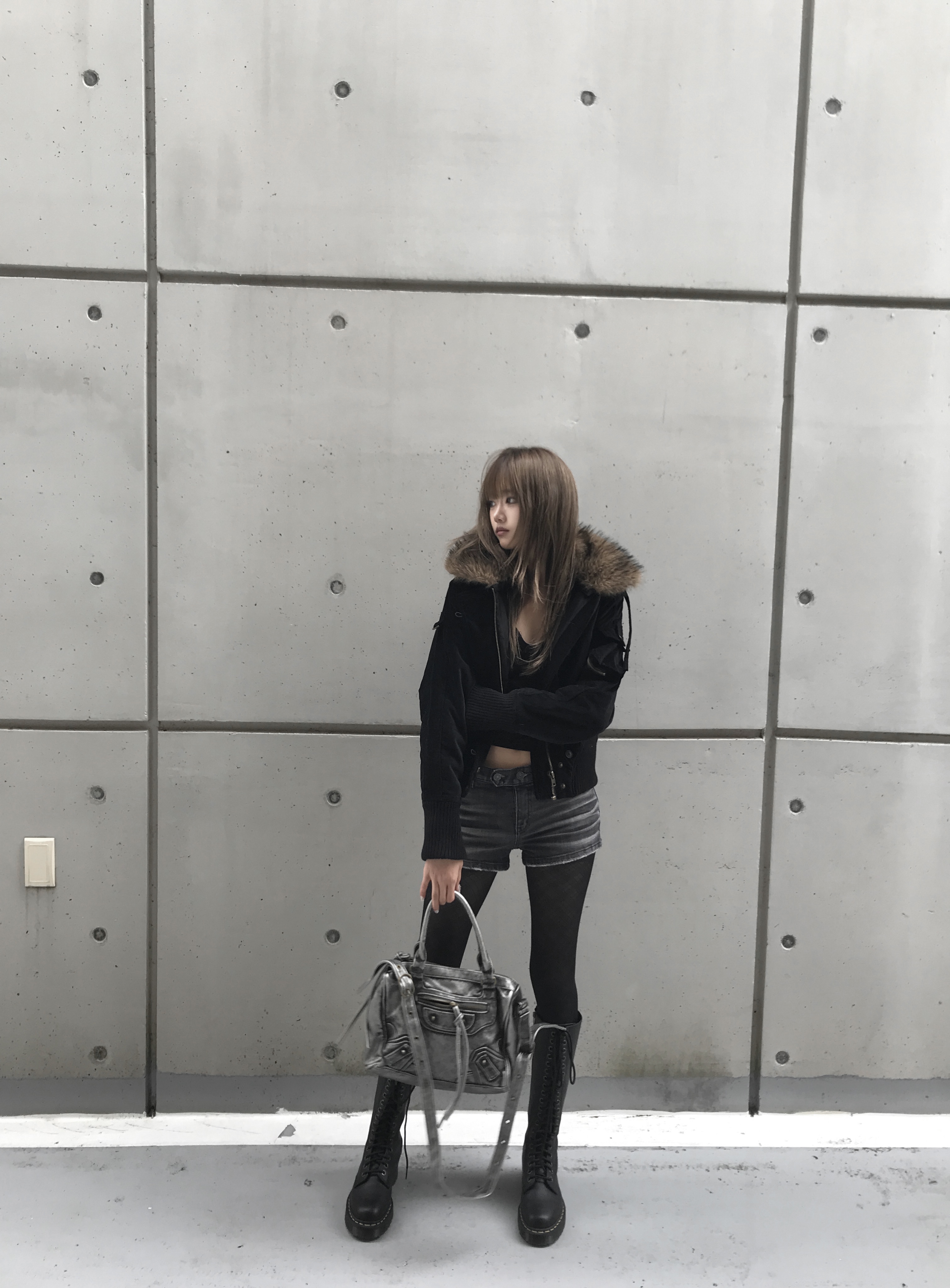 00s archive fur VELVET JKT grunge ギャル 短丈 AD2002 00s archive 丸襟ウールショートジャケット 黒