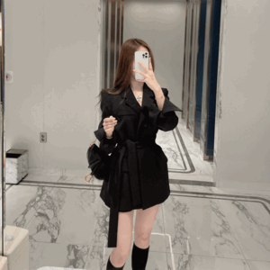 인기상품💕 스위티 카라 벨트 소매 뒤 트임 자켓 / 블랙 컬러 추가