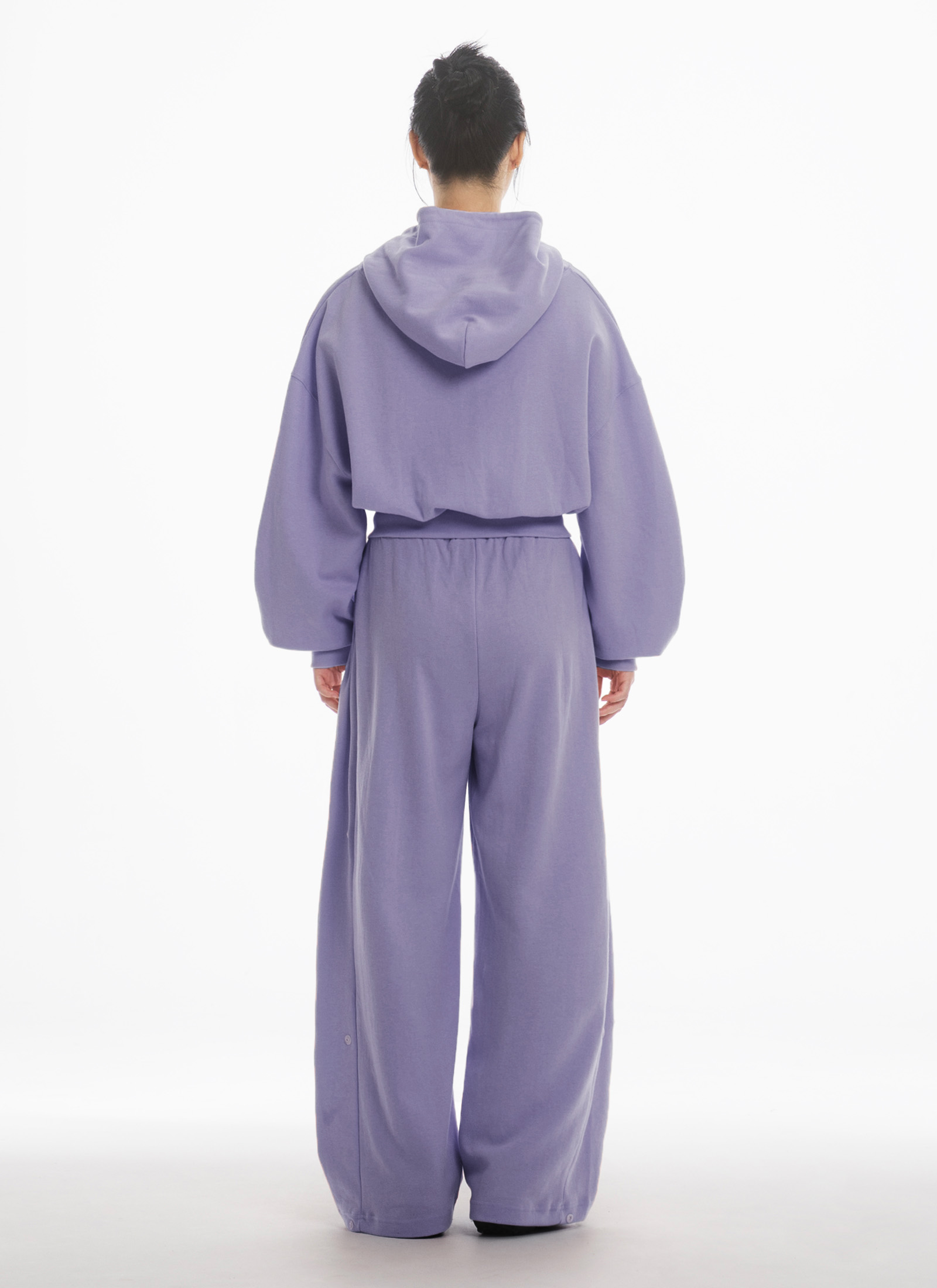 MUSINSA公式 | FANSHOW SYMBOL CROP DOUBLE JERSEY HOODED ZIPUP - PURPLE