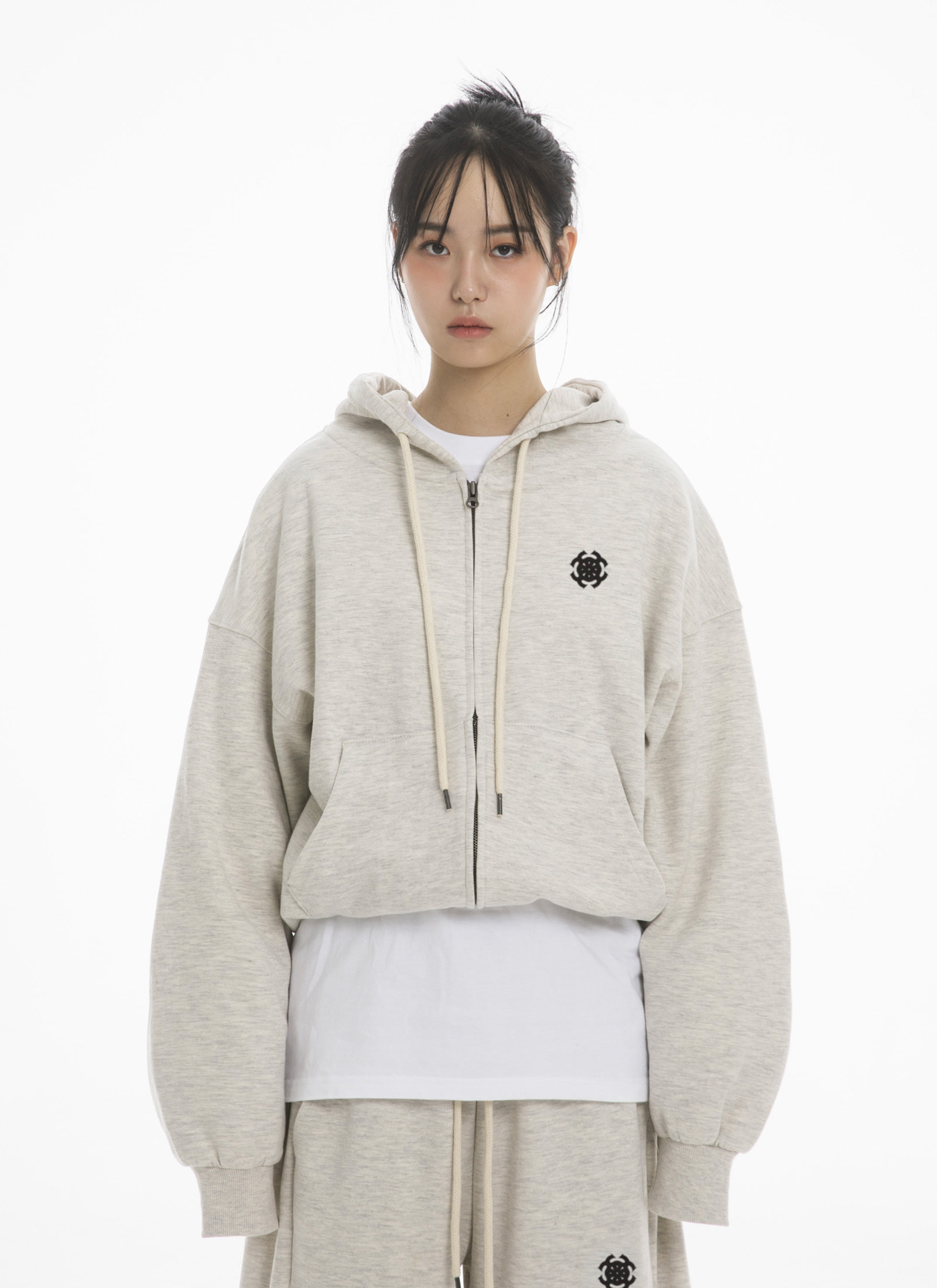 MUSINSA | FANSHOW SYMBOL OVER FIT DOUBLE JERSEY HOODED ZIPUP