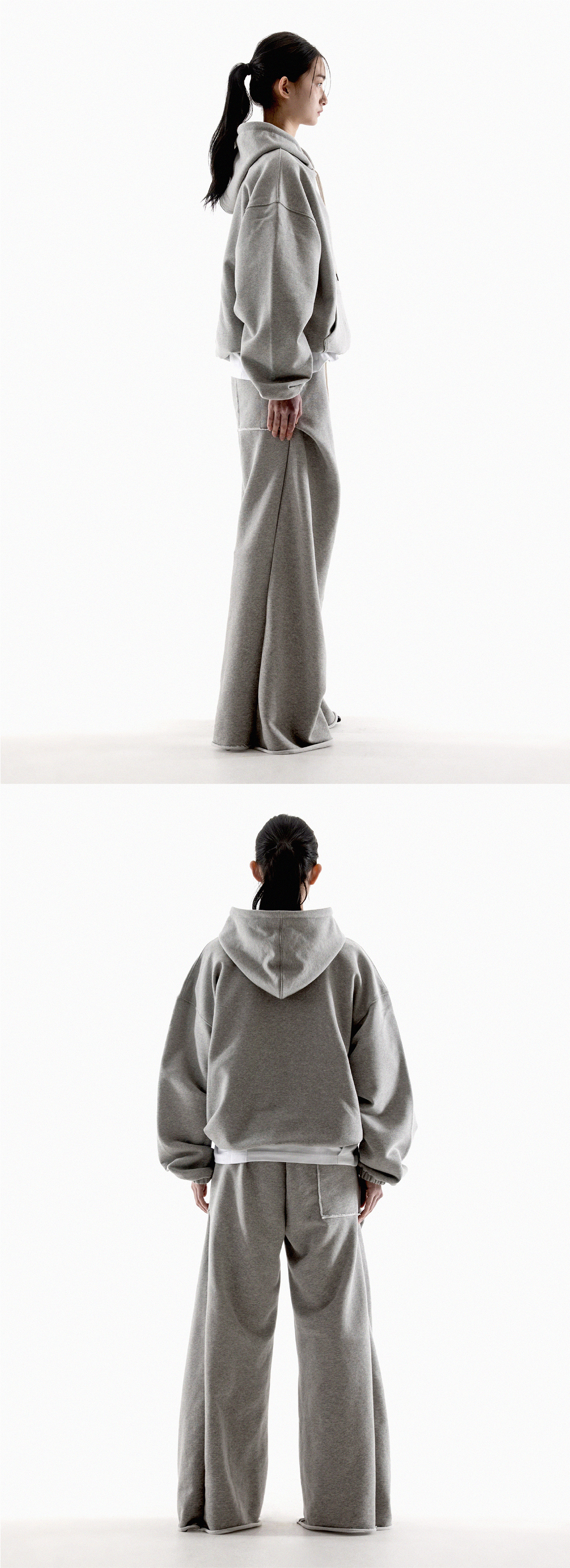 【FANSHOW】NEVER DIPLOMA UNBALANCED RAW EDGE SWEATSHIRTS MUSINSA | FANSHOW NEVER DIPLOMA STRING MID LENGTH HOODIE