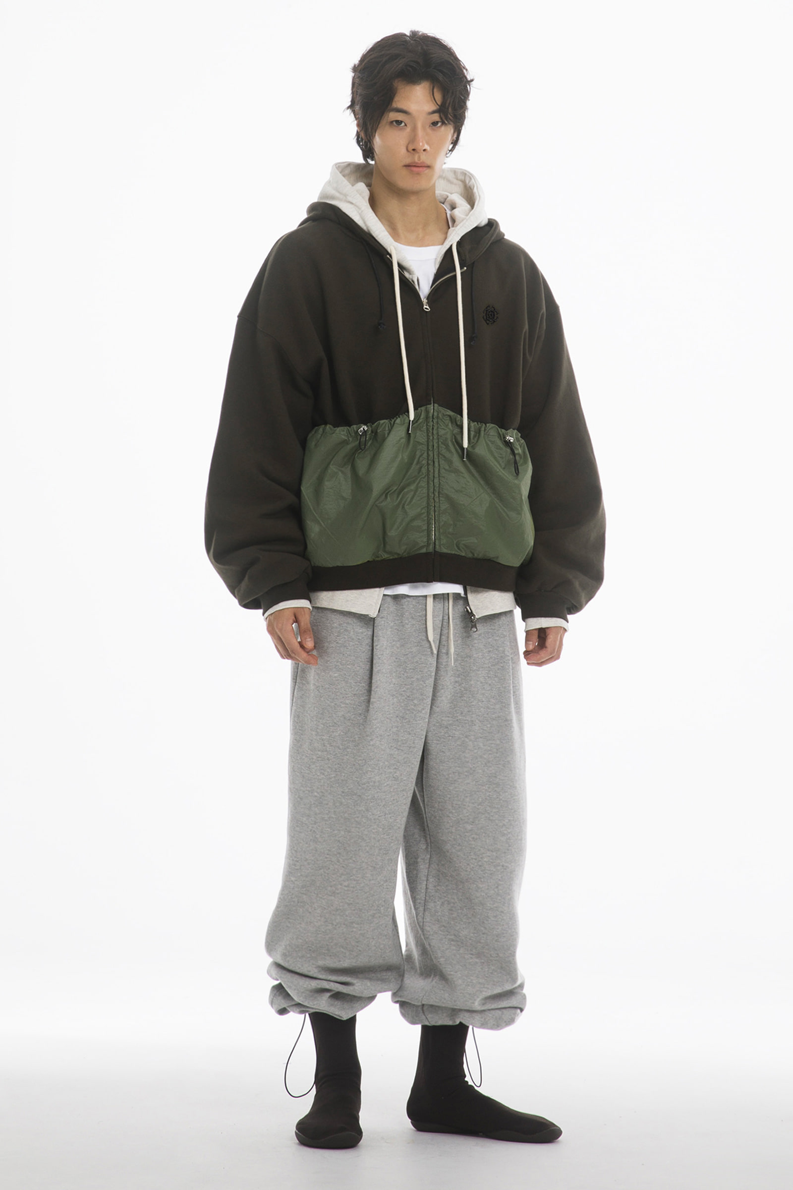 LOUNGER SCOOP HOODY - DARK KHAKI