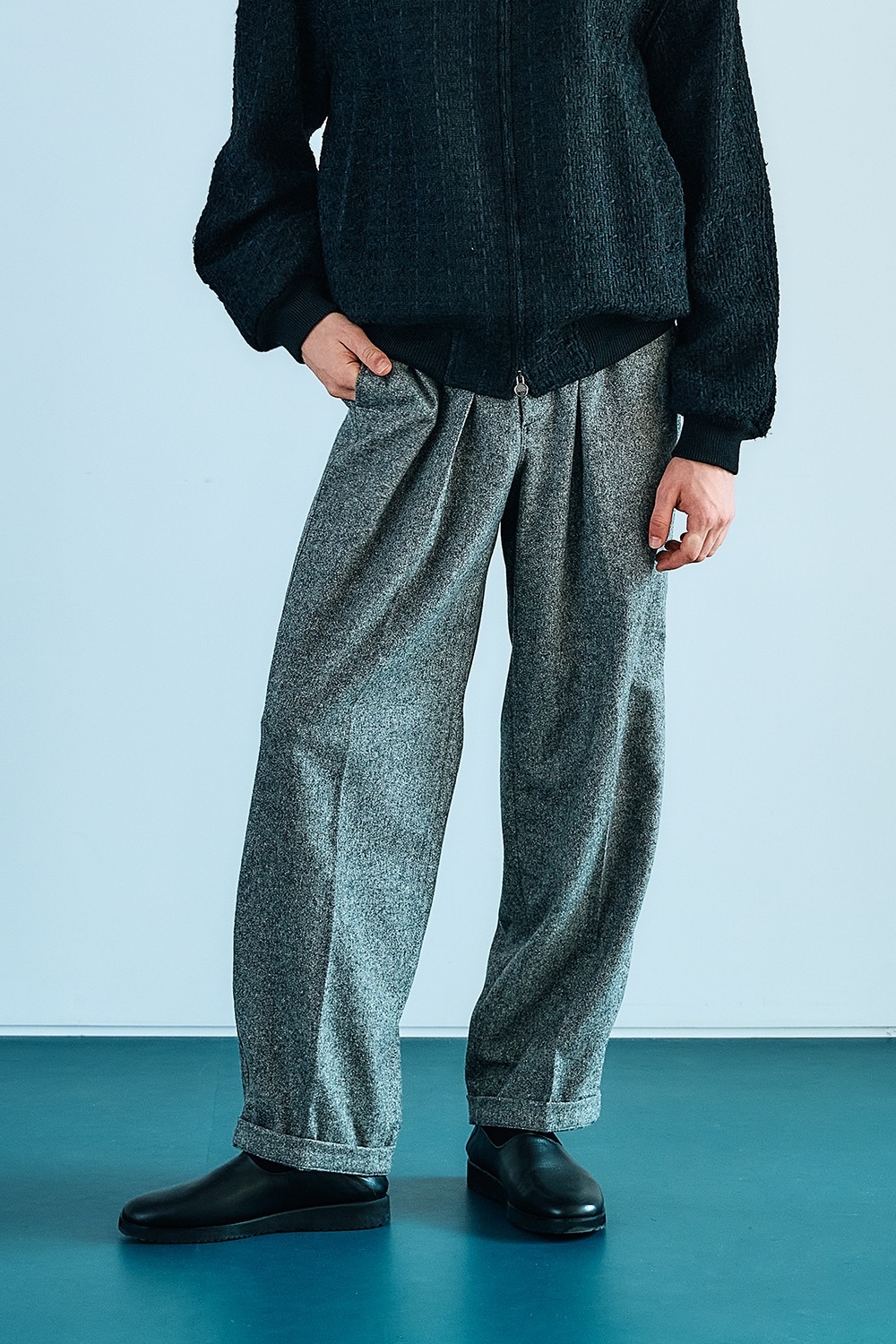 바이랑 | WOOL-BLEND RELAXED STRING PANTS