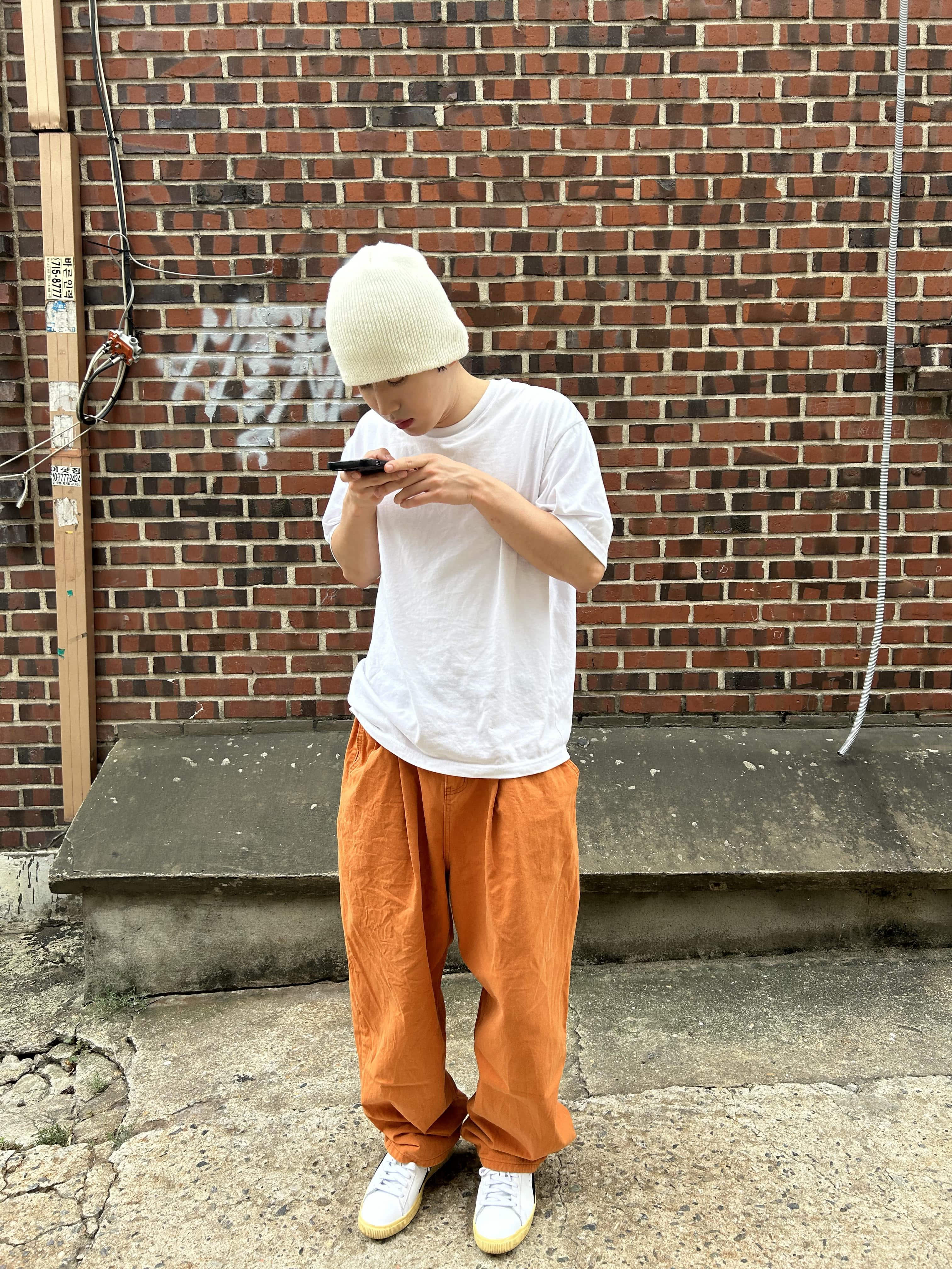 Orange cotton pants