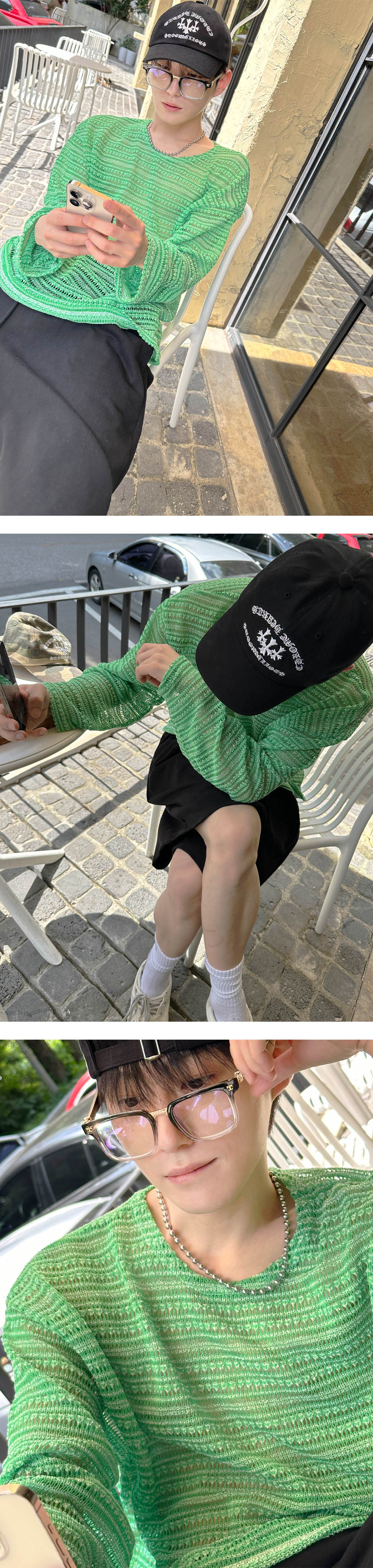 긴팔 티셔츠 모델 착용 이미지-S1L3