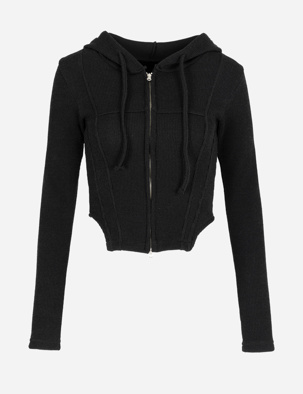 [RESTOCK] RIBBED TWO-WAY HOODED ZIPPER JACKET