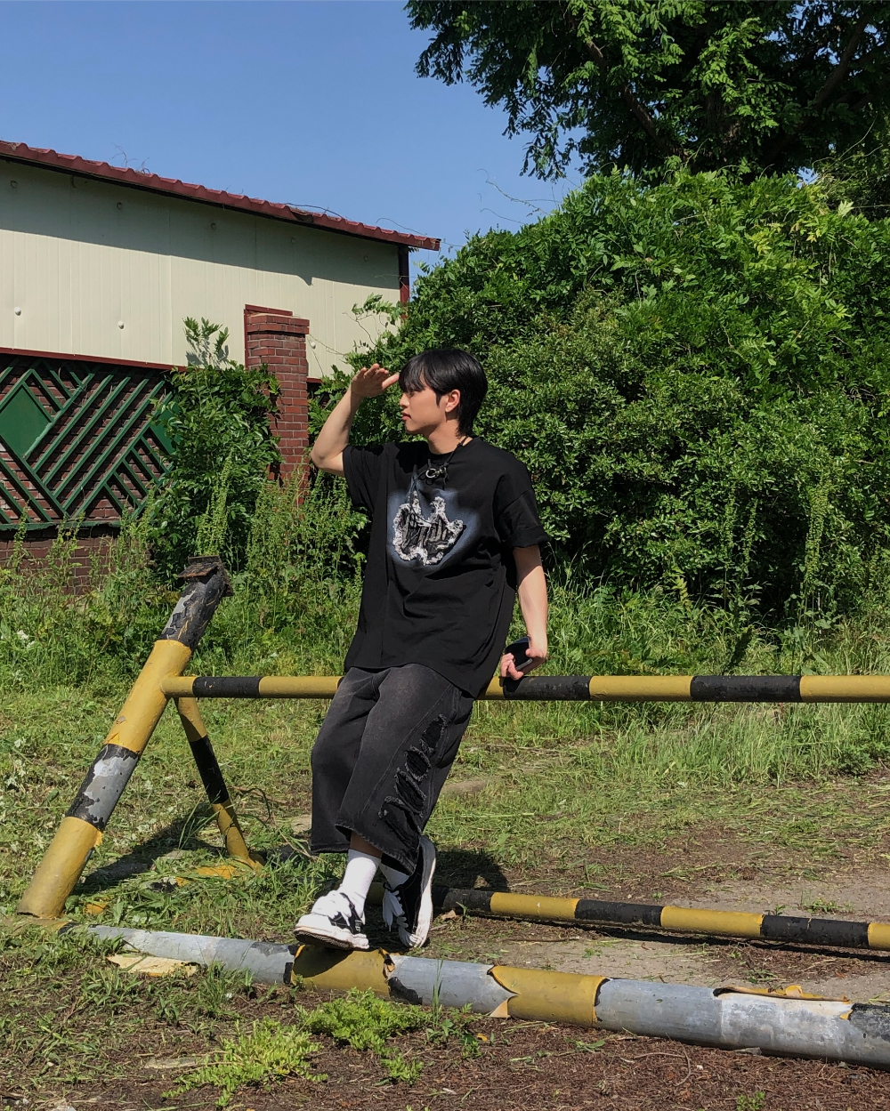 반팔 티셔츠 모델 착용 이미지-S1L29