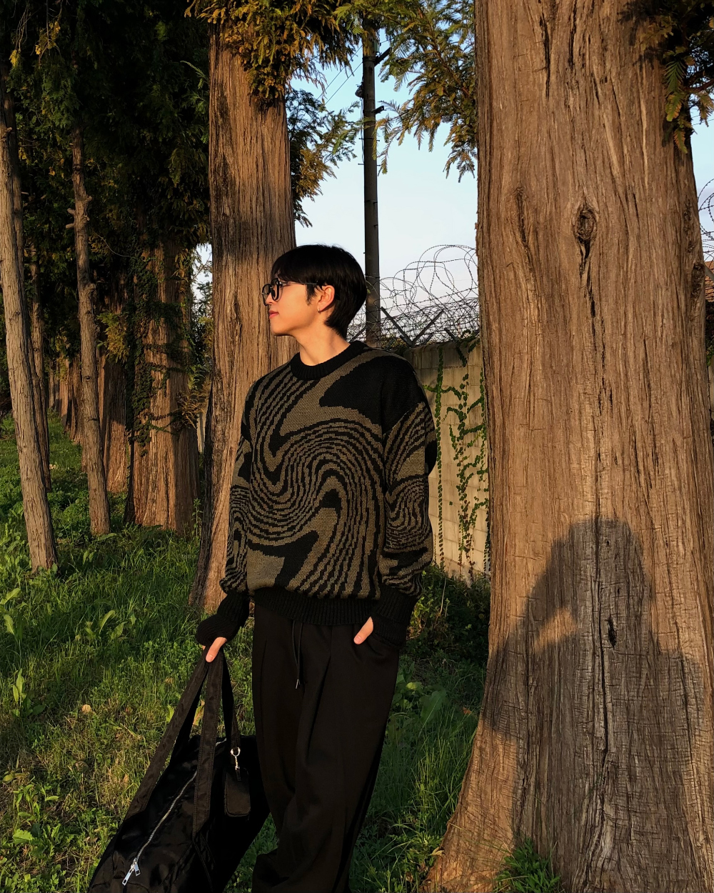 긴팔 티셔츠 모델 착용 이미지-S1L31