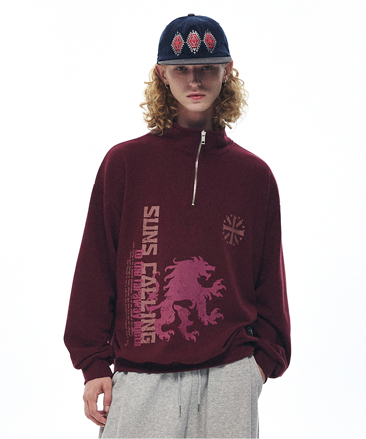 Sun's Calling Half-Zip Sweatshirt - Burgundy
