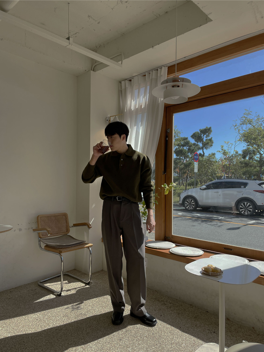 코트 모델 착용 이미지-S66L35