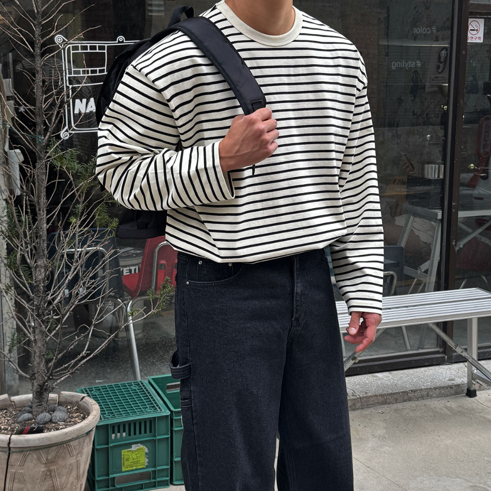 긴팔 티셔츠 모델 착용 이미지-S141L10