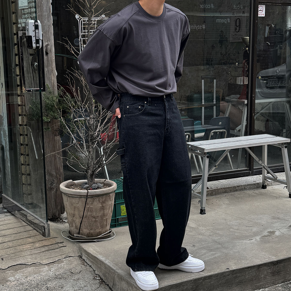 긴팔 티셔츠 모델 착용 이미지-S168L17