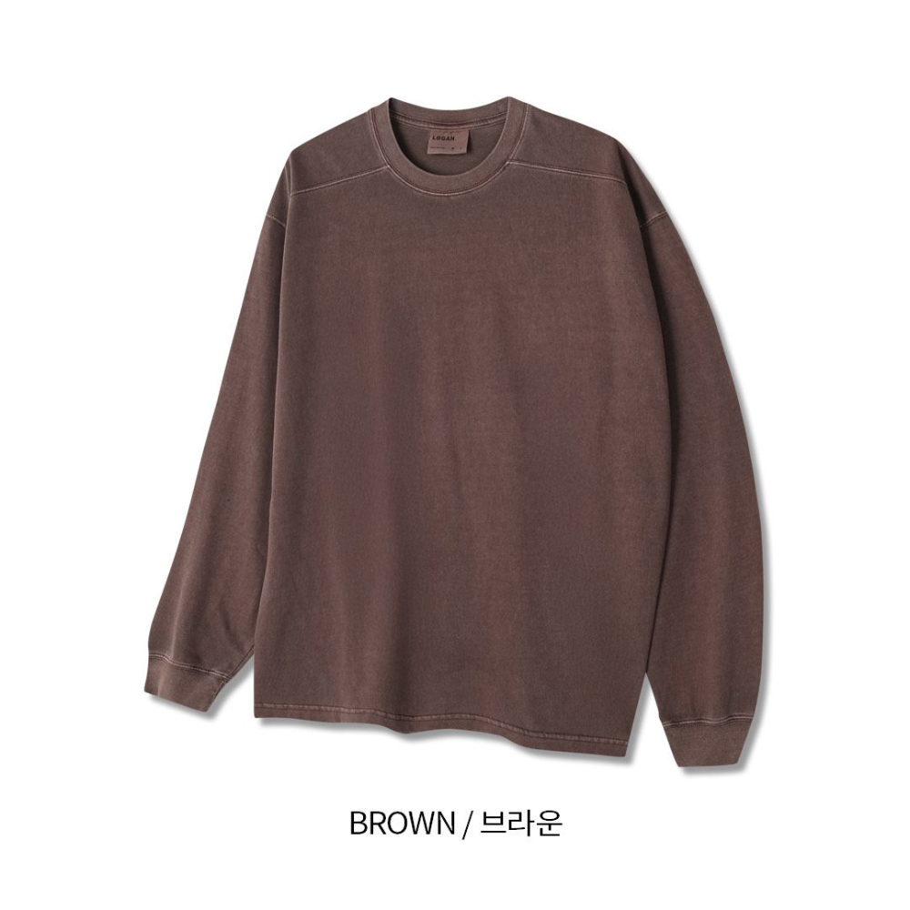 긴팔 티셔츠 코코아 색상 이미지-S184L8