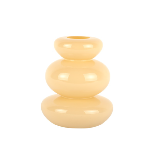 Vase BUBBLES GLASS Small - Soft yellow