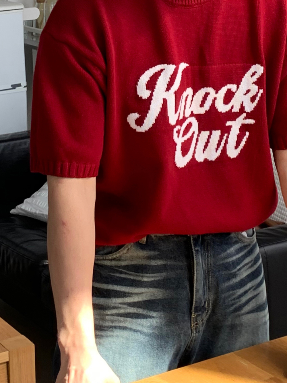 반팔 티셔츠 모델 착용 이미지-S1L57