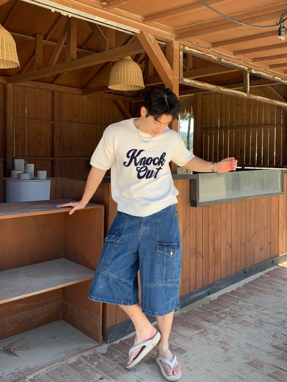 반팔 티셔츠 모델 착용 이미지-S1L26