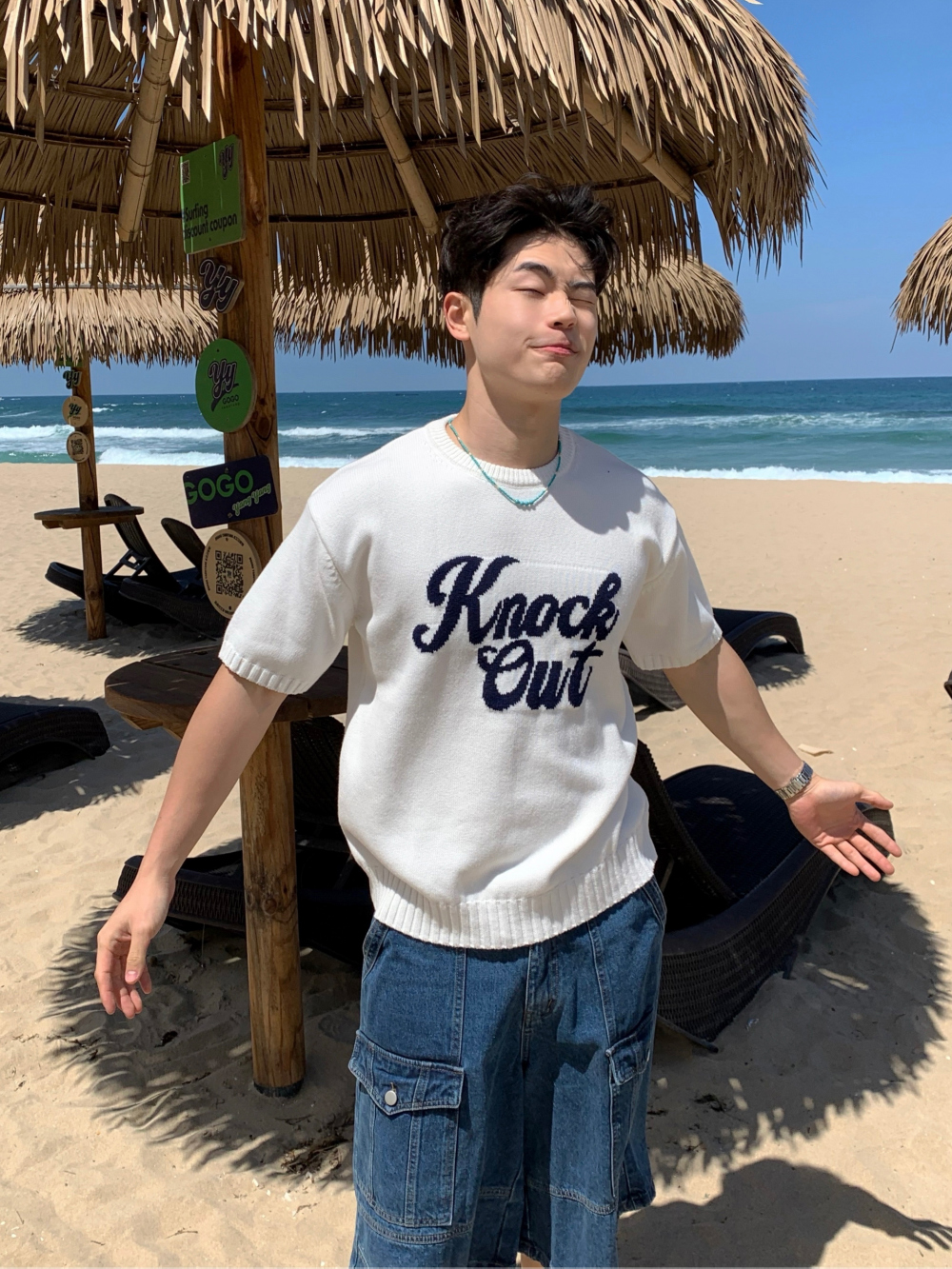 반팔 티셔츠 모델 착용 이미지-S1L28