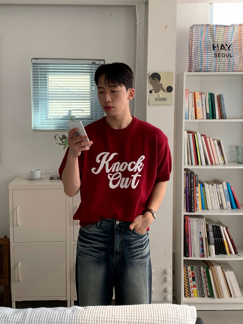 반팔 티셔츠 모델 착용 이미지-S1L61